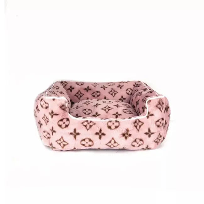 Furry Vuitton Doggo Bed | Pink